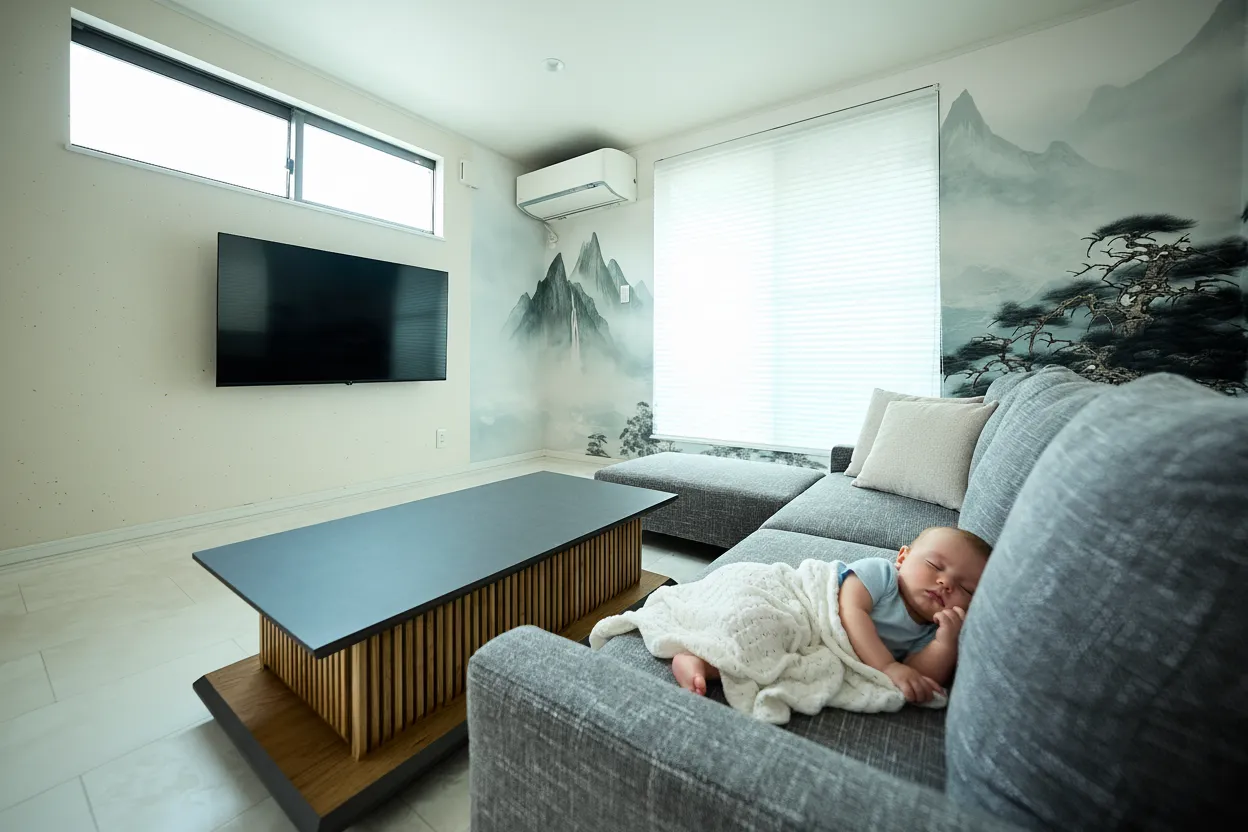 Baby in living room