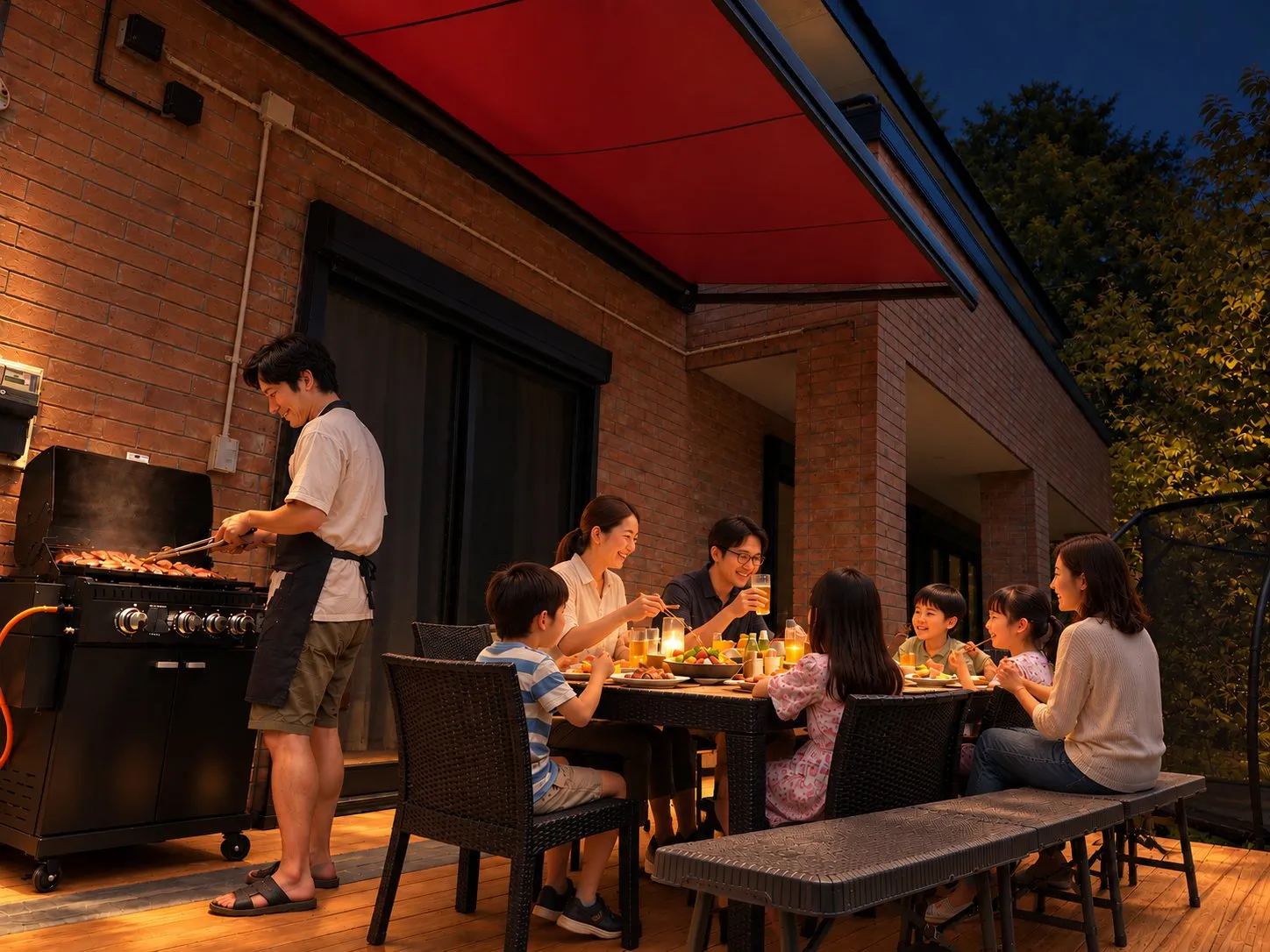 デッキでBBQ